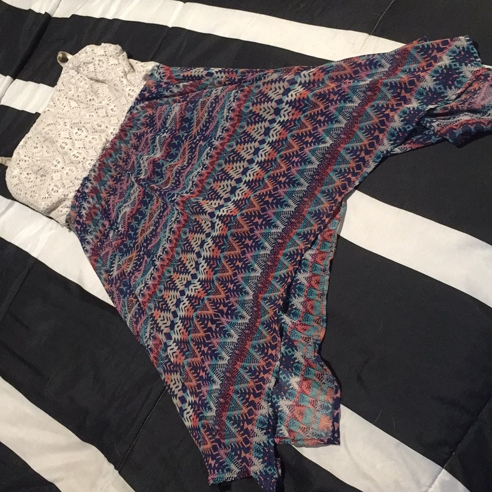 Boho lace cream patterned dress